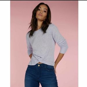 Sanctuary Women's Tee Knotted Long-Sleeve T-Shirt Top Light Purple S, NWT